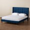 Baxton Studio Gothard  Navy Blue Velvet Upholstered and Dark Brown Finished Wood King Size Platform Bed 215-12366-ZORO - alternate 6